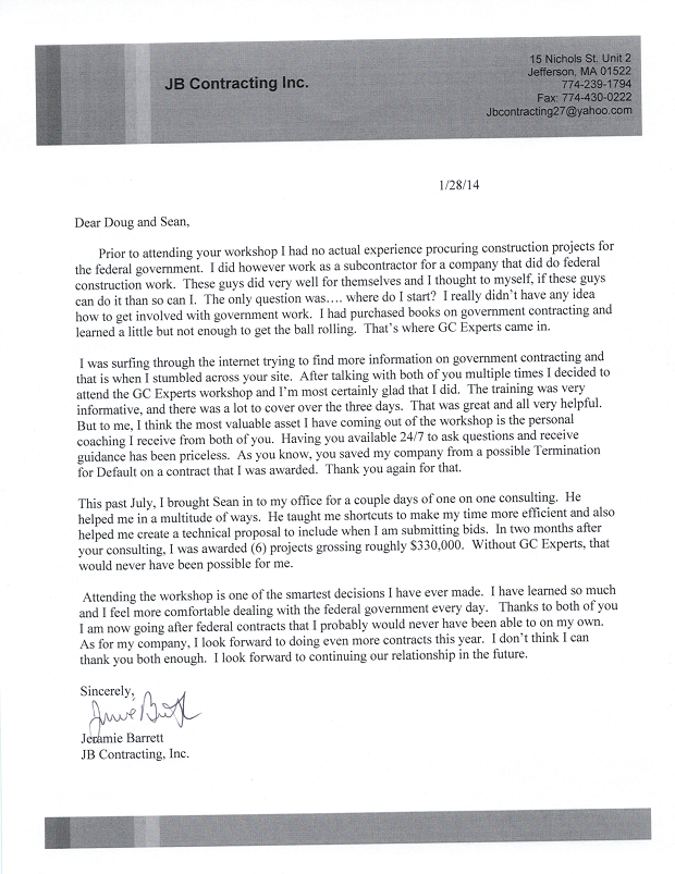 Testimonials Letter